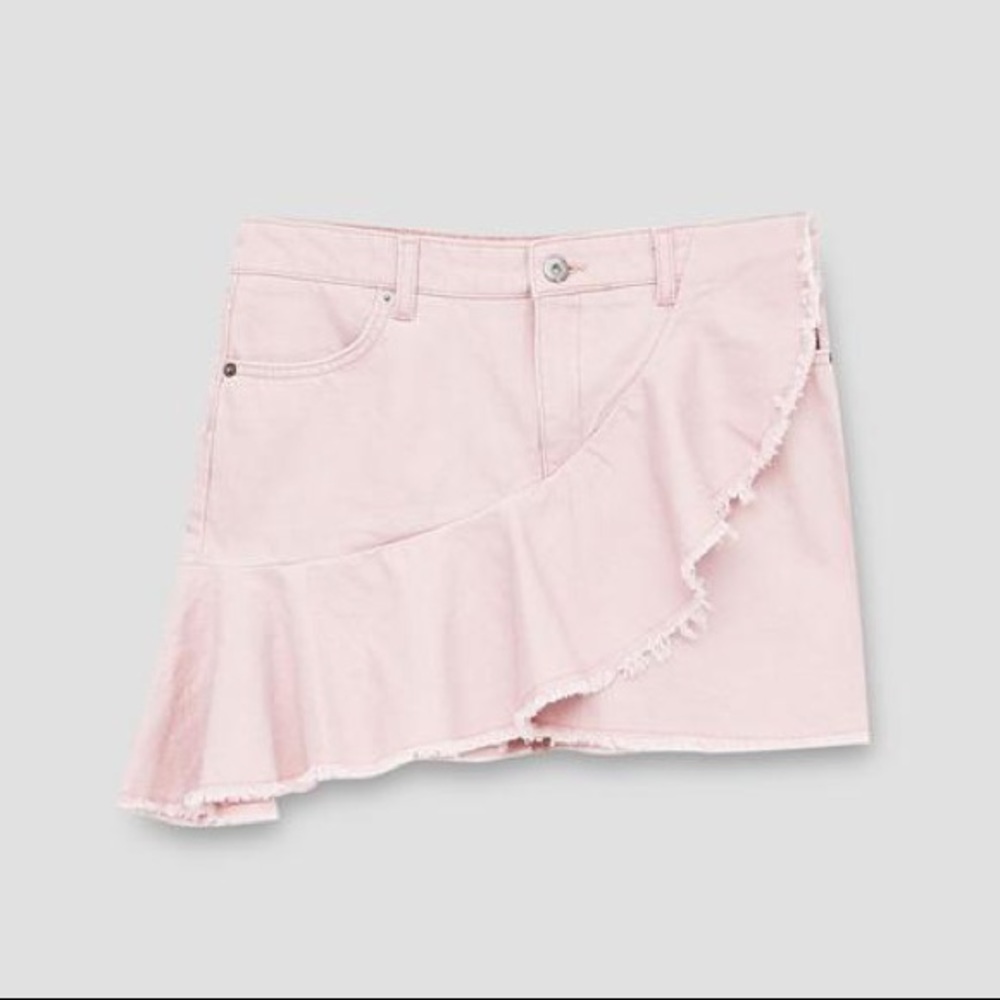 Pull & Bear Denim Ruffle Skirt